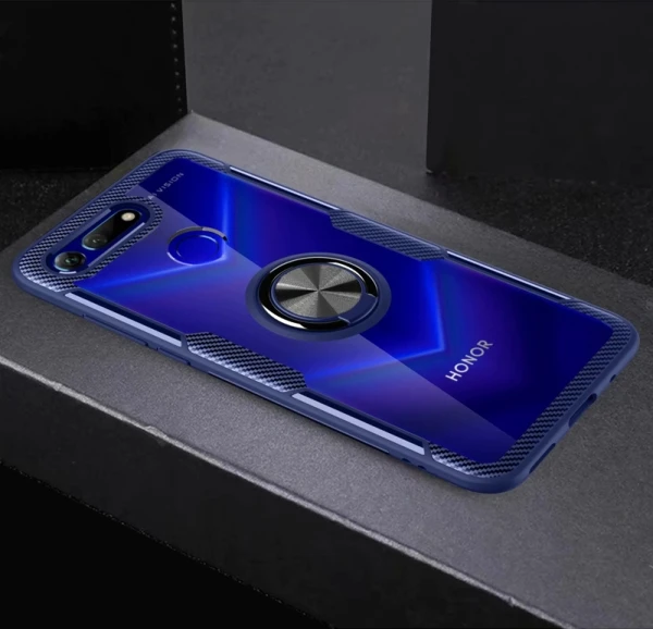 Синий Чехол V20 для huawei Honor View 20, роскошное прозрачное защитное кольцо из углеродного волокна, чехол для Honor V20 PCT-AL10 - Цвет: Синий