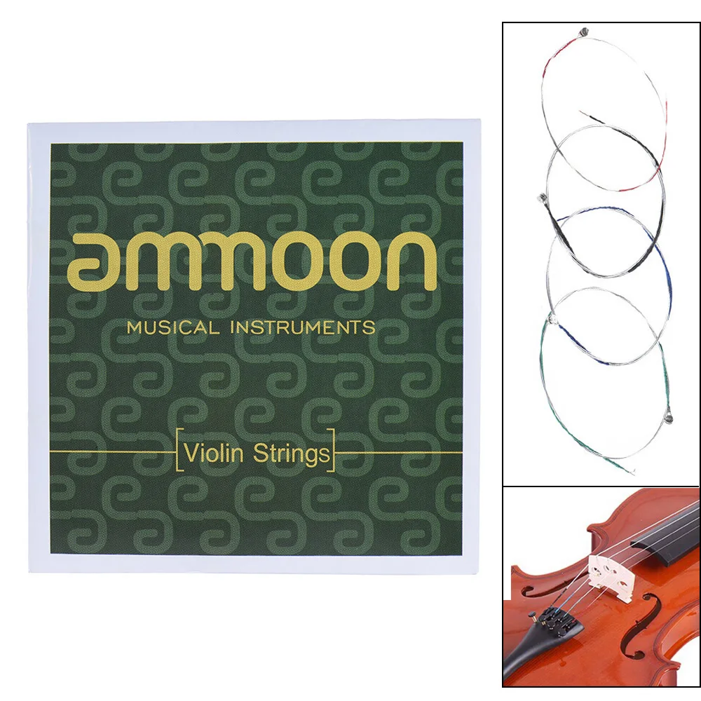 

ammoon Full Set High Quality Violin Strings Size 4/4 & 3/4 Violin Strings Steel Strings G D A and E Strings Violin String