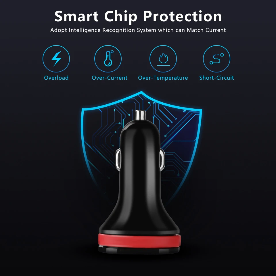 Vogek Dual USB Автомобильное Зарядное устройство с Micro кабель 3.1A быстрой зарядки