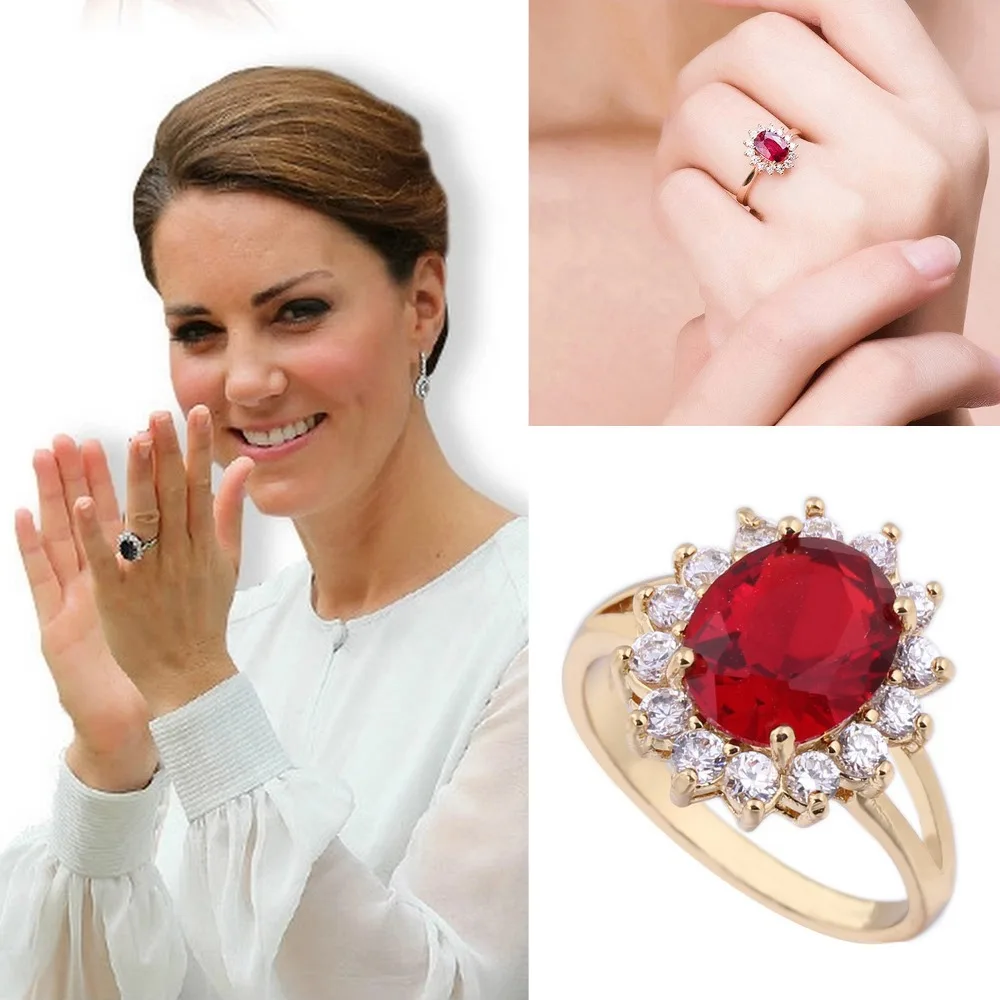 Желтая Позолота d овальная огранка AAA красные драгоценные камни циркон CZ женские