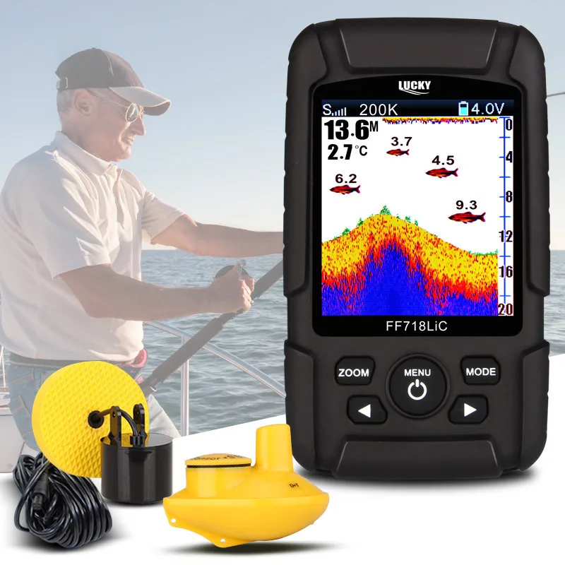 Беспроводной Fishfinder Lucky ff718licd 2.8 &quotЦвет ЖК Портативный Рыболокаторы 200 кГц/83 кГц