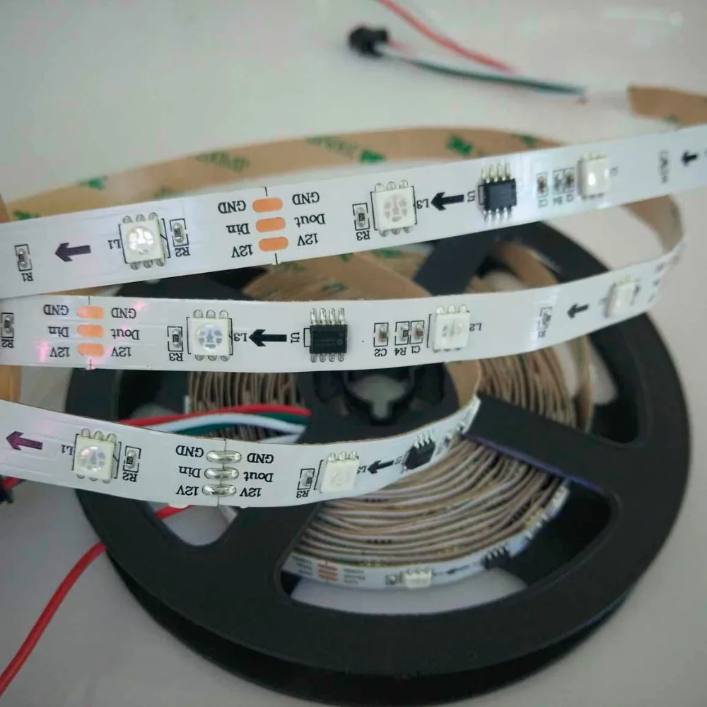 Светодиодная лента ws2811 IC 200 RGB 12 В постоянного тока не водонепроницаемая 30/5050