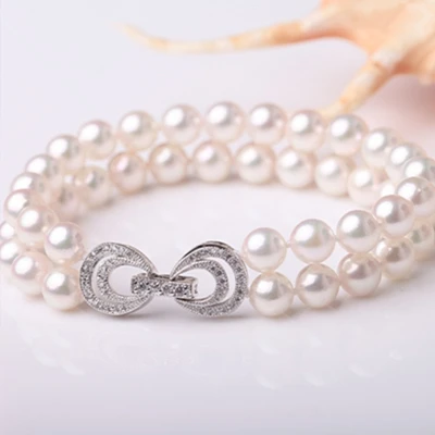 Браслет из серебра 925 пробы с натуральным пресноводным жемчугом | Украшения и
