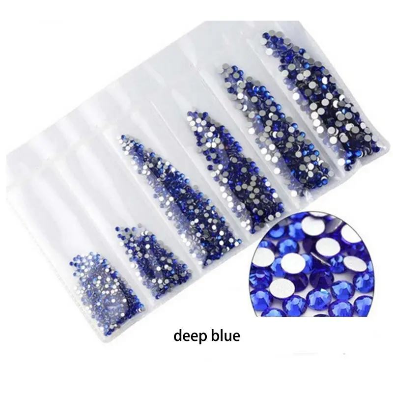 deep blue Стразы с плоской задней стороной, стразы для костюма, клей на кристаллах, без горячей фиксации, SS4~ SS14, паяльник на Стразы, ожерелье из ткани, декор для ногтей - Цвет: deep blue