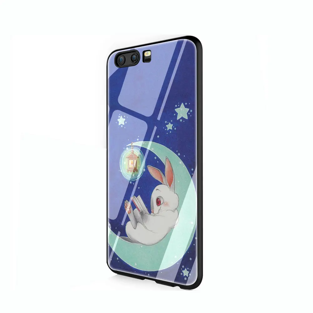 Moon кролик стильное закаленное стекло чехол для телефона huawei mate P 10 20 30 Lite Pro Y9 Honor 8X 7A - Цвет: G2