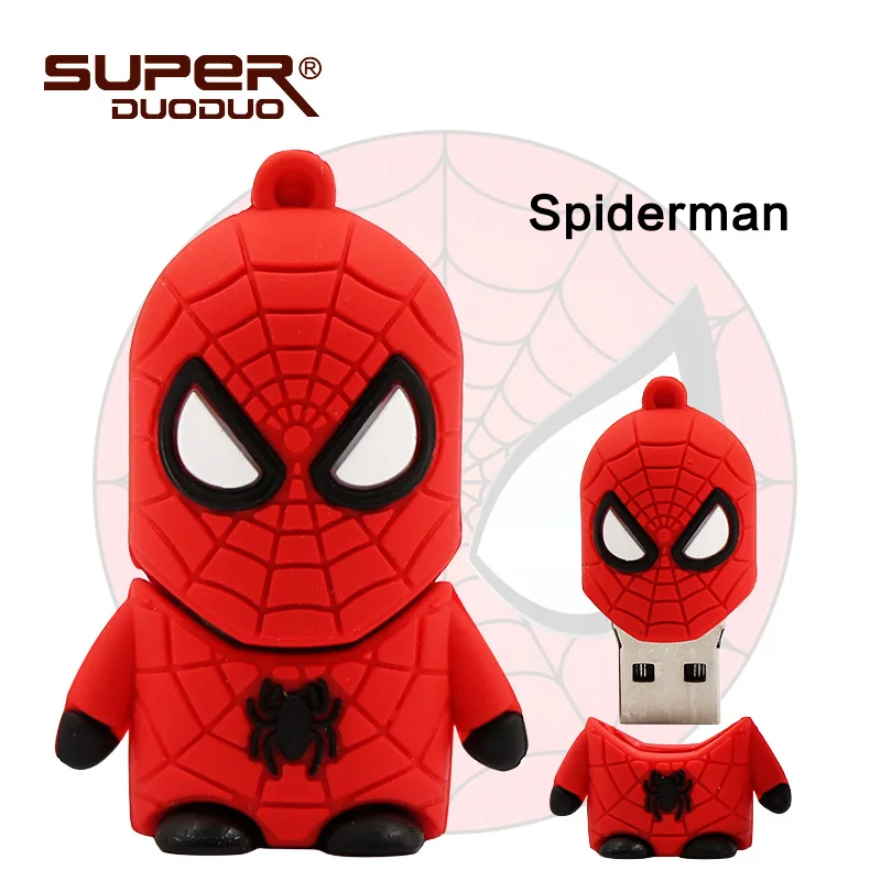 Superheros флеш-накопитель 4GB 8GB 16GB дешевый Usb флеш-накопитель 32GB 64GB мультяшный флеш-накопитель Бэтмен/Человек-паук/Капитан Америка memoria usb