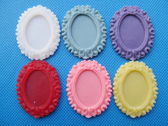 10 шт. Овальный Шарм основа из смолы с плоской задней поверхностью рамка поднос