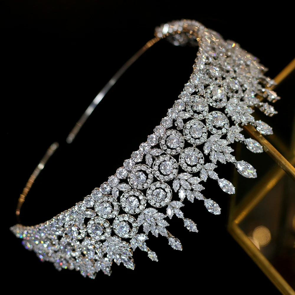 Lujo CZ свадебные золотые/серебряные короны аксессуары для el cabello Joyeria de boda Tocado Novia Corona femenina Conjunto de diseno