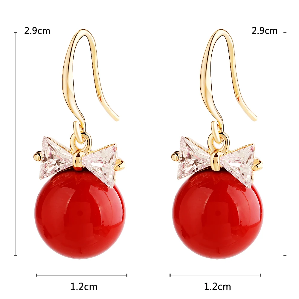 Новое поступление красные серьги-бантики с искусственным жемчугом и фианитом CZ |