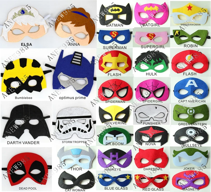 МАСКИ СУПЕРГЕРОЕВ Супермен Бэтмен Человек-паук Халк Тор Железный человек Капитан Америка костюм на Хэллоуин для детей.