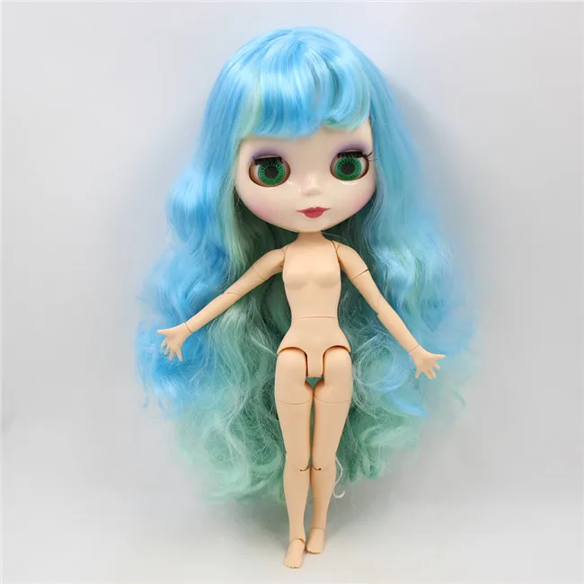 Фабрика blyth кукла зеленый микс синие волосы сустава тела белая кожа 1/6 BL62274006 - Цвет: joint doll