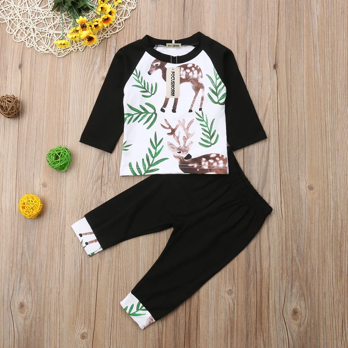 Комплект из 2 предметов футболка с длинными рукавами для новорожденных девочек