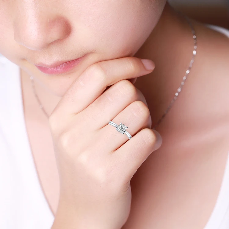 GVBORI 14K желтое золото 0.1CT бриллиантовое кольцо для женщин