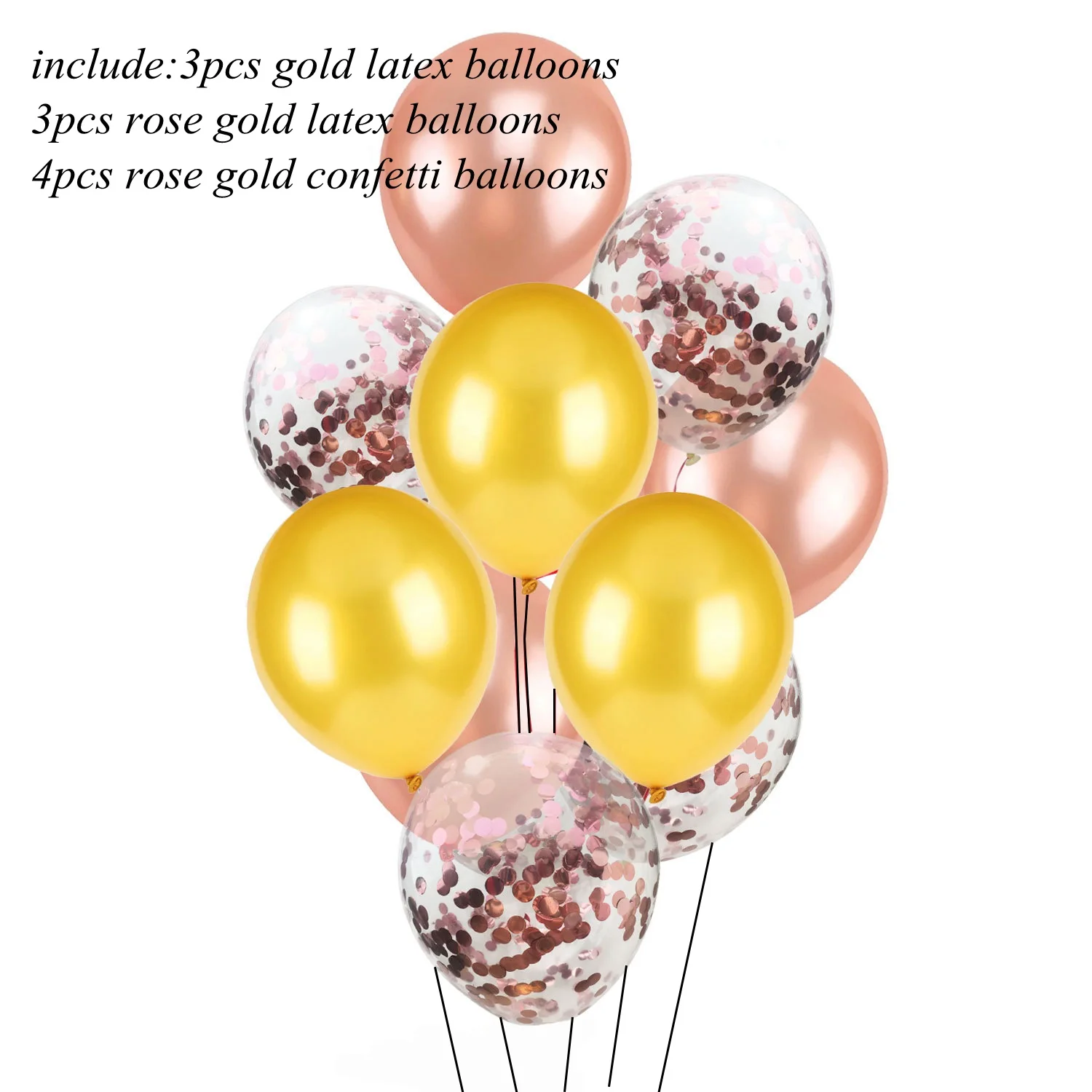 rose confetti gold 10 шт. 12 дюймов цветные латексные шары воздушные шары с конфетти надувной шар Гелиевый шар для дня рождения свадьбы - Цвет: rose confetti gold