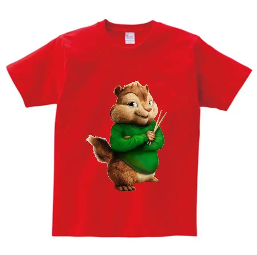 red childreT-shirt Коллекция года, детские футболки футболка с аниме «Элвин и Бурундук» футболка с короткими рукавами для мальчиков и девочек camiseta Theodore, футболка с рисунком - Цвет: red childreT-shirt