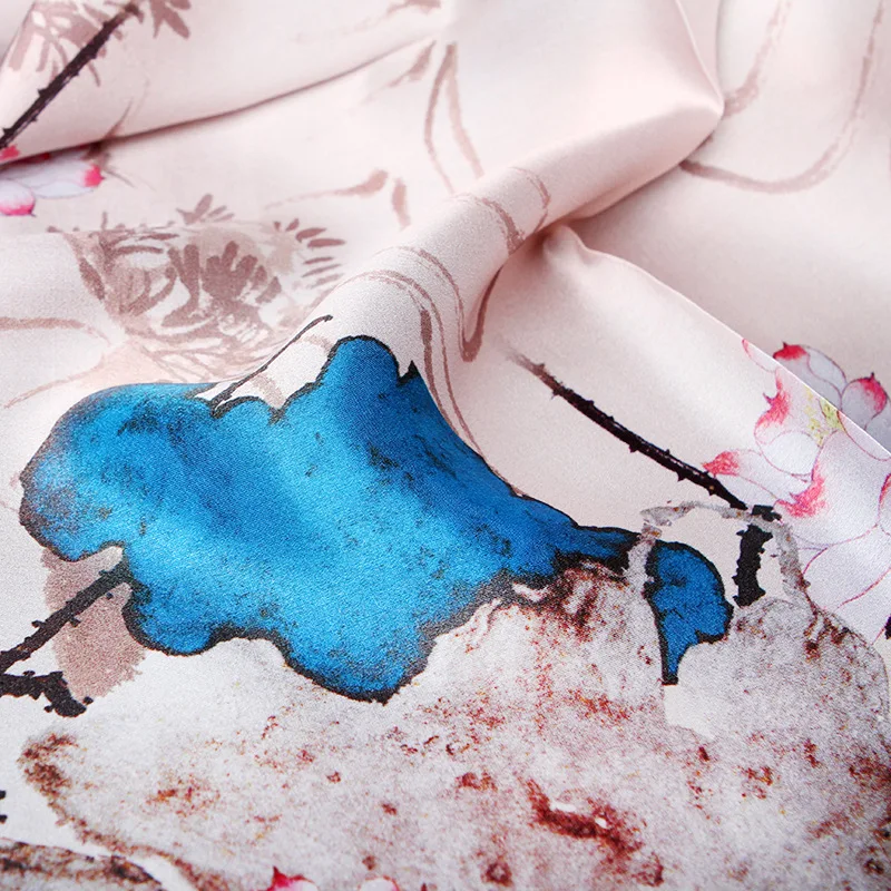 Дамский 100% шелковый шарф с цветочным принтом головной убор для женщин 53 см * см элегантные маленькие квадратные повязки на шею.