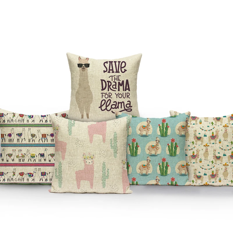 

Alpaca Pillow Cover Custom Lovely llama 45*45 cm Cushion CoversThrow Pillows Home Decoration Pillowcase Printed Cushions Cover