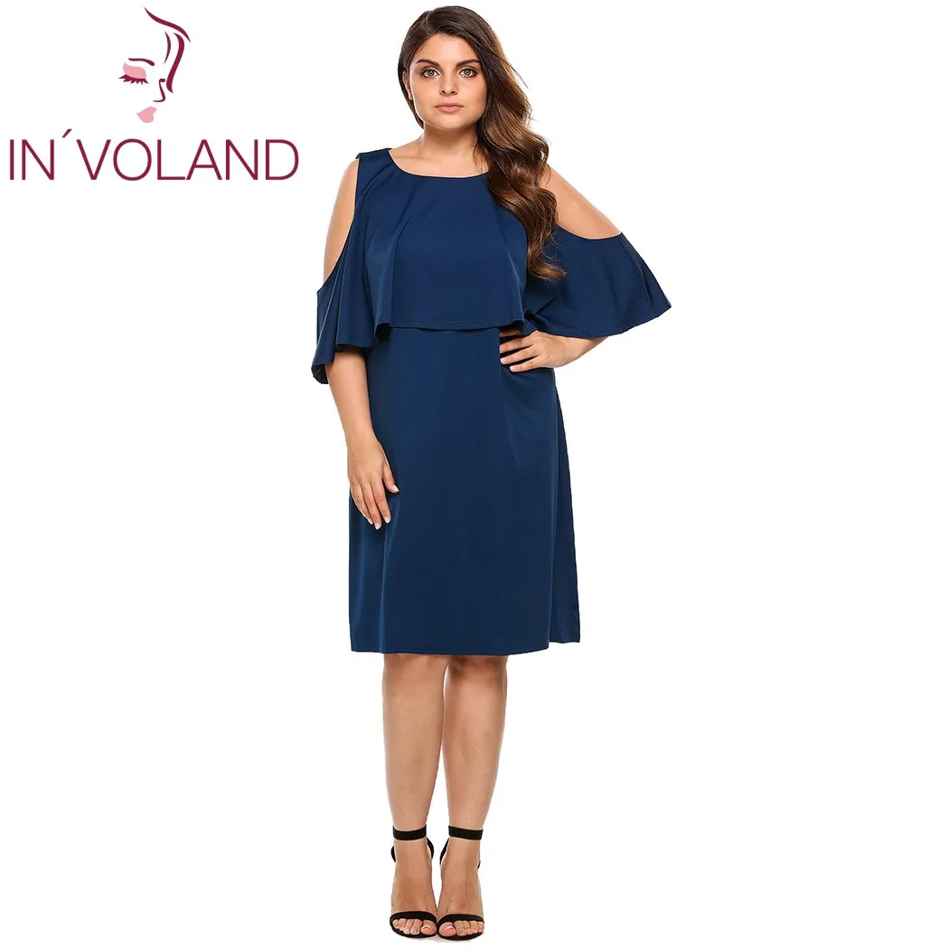 IN'VOLAND женское летнее платье повседневное с открытыми плечами оборками