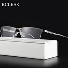 Мужские ультралегкие квадратные очки для близорукости BCLEAR, оптические очки с металлической полуободковой оправой