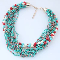 wholesale of fashion major brand bohemian style braided multilayer rice bead necklace set decorations