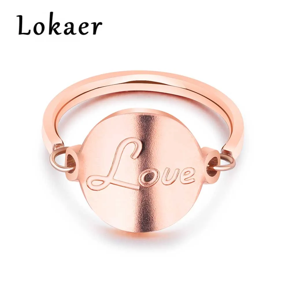 Lokaer, дизайн, модное большое круглое кольцо для любви, титановая сталь, розовое золото, женское кольцо, ювелирное изделие, дропшиппинг, LGJ576