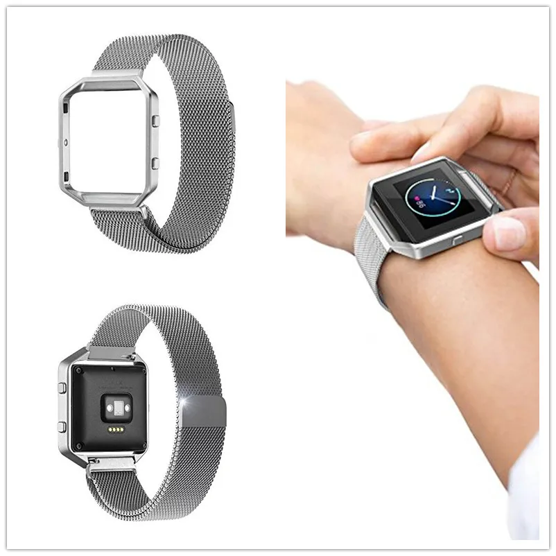 Ashei ремешки для fitbit Блейз полос Milanese Loop ремешок замена сетка ремень с металлической Рамки для fitbit Blaze