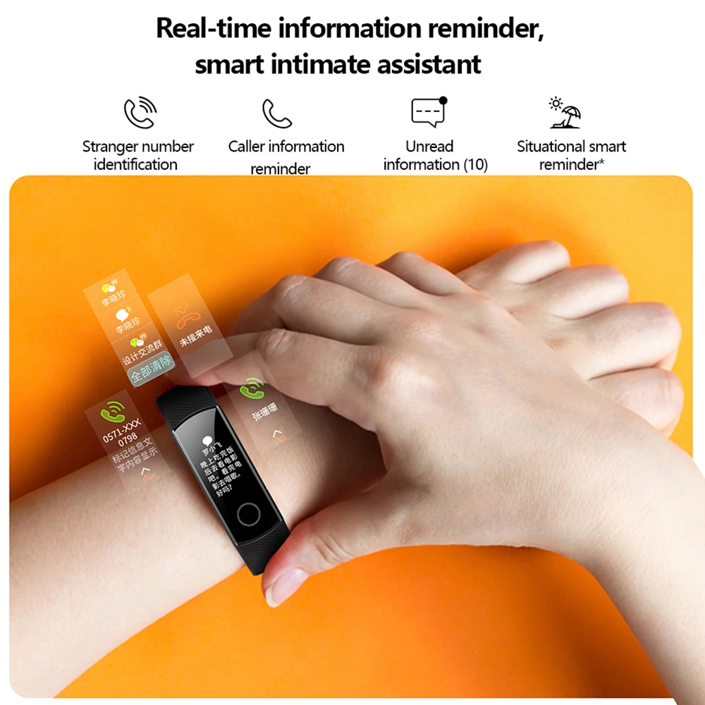 Оригинальный Смарт браслет huawei Honor Band 4 Amoled цветной сенсорный экран дисплей для