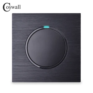 Coswall, 1 клавиша, 2 способа, случайный клик вклвыкл, настенный выключатель света, переключатель, светодиодный индикатор, чернаясеребристая алюминиевая панель