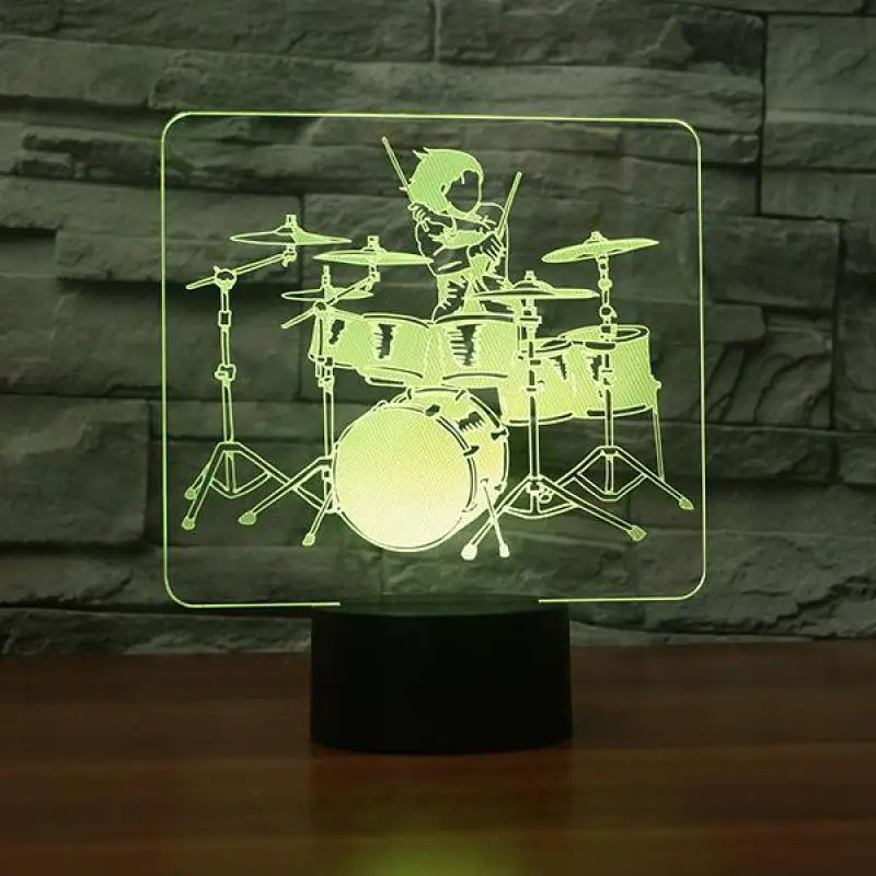 Музыкальный инструмент рамка барабан Led Настольная 3d Ночная лампа прикроватная