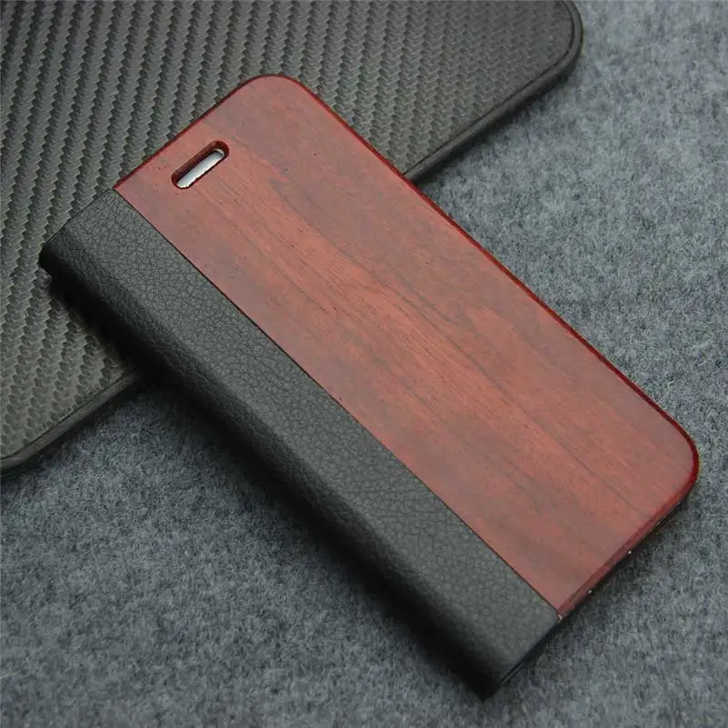 YFWOOD Ретро Натуральной Древесины Бамбука Чехол Для iPhone 7 8 ИСКУССТВЕННАЯ Кожа Флип Слот для Карты Задняя Крышка Для Apple iPhone7 - Цвет: Rosewood