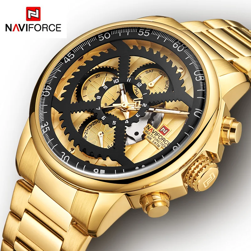 NAVIFORCE мужские часы светящееся титановое Платье Мужские Топ бренд класса люкс из