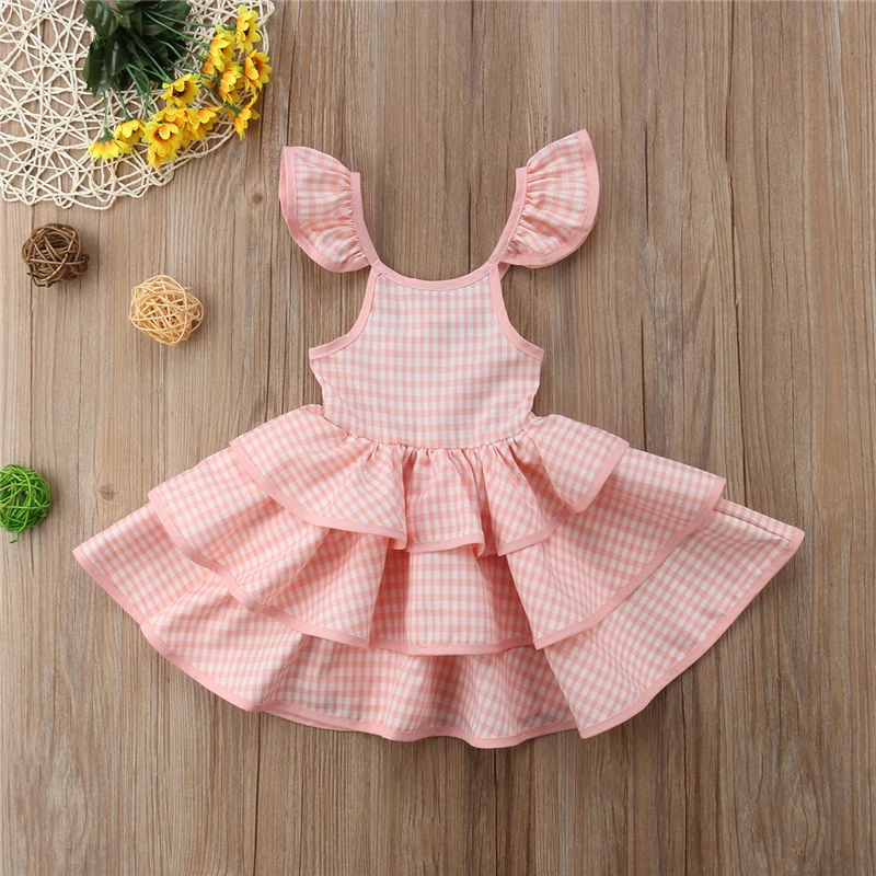 Toddler Baby Girls Summer Ruffled Dress Sleeveless High Waist Princess Party Tutu Dresses | Детская одежда и обувь