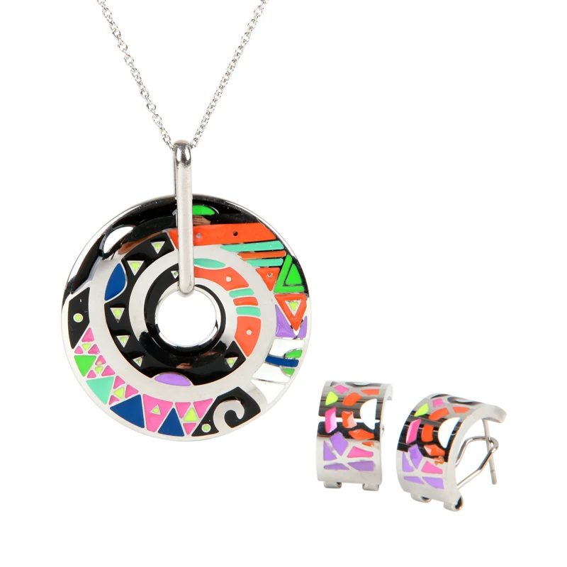 Разноцветное Золотое винтажное ожерелье с эмалированным узором для женщин