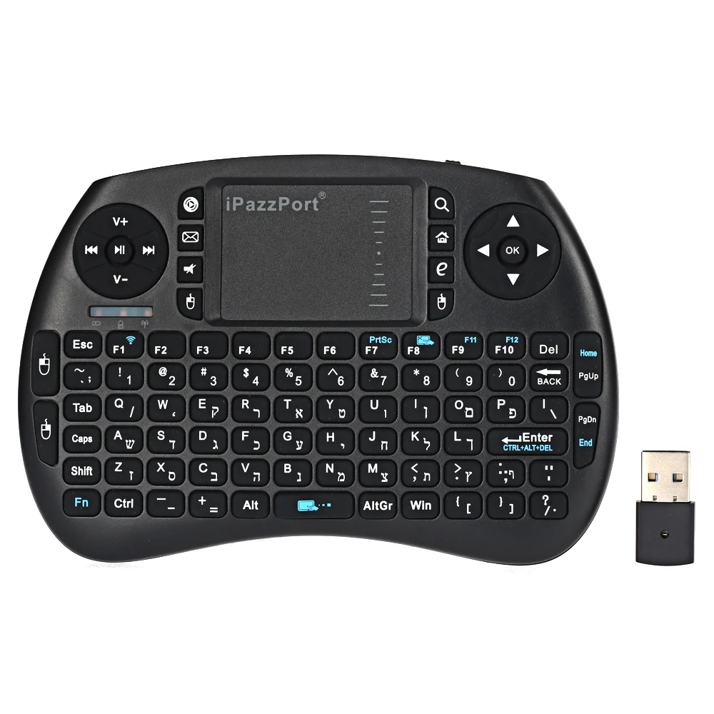 IPazzPort KP-810-21 S многофункциональный мини беспроводной иврит язык полный QWERTY