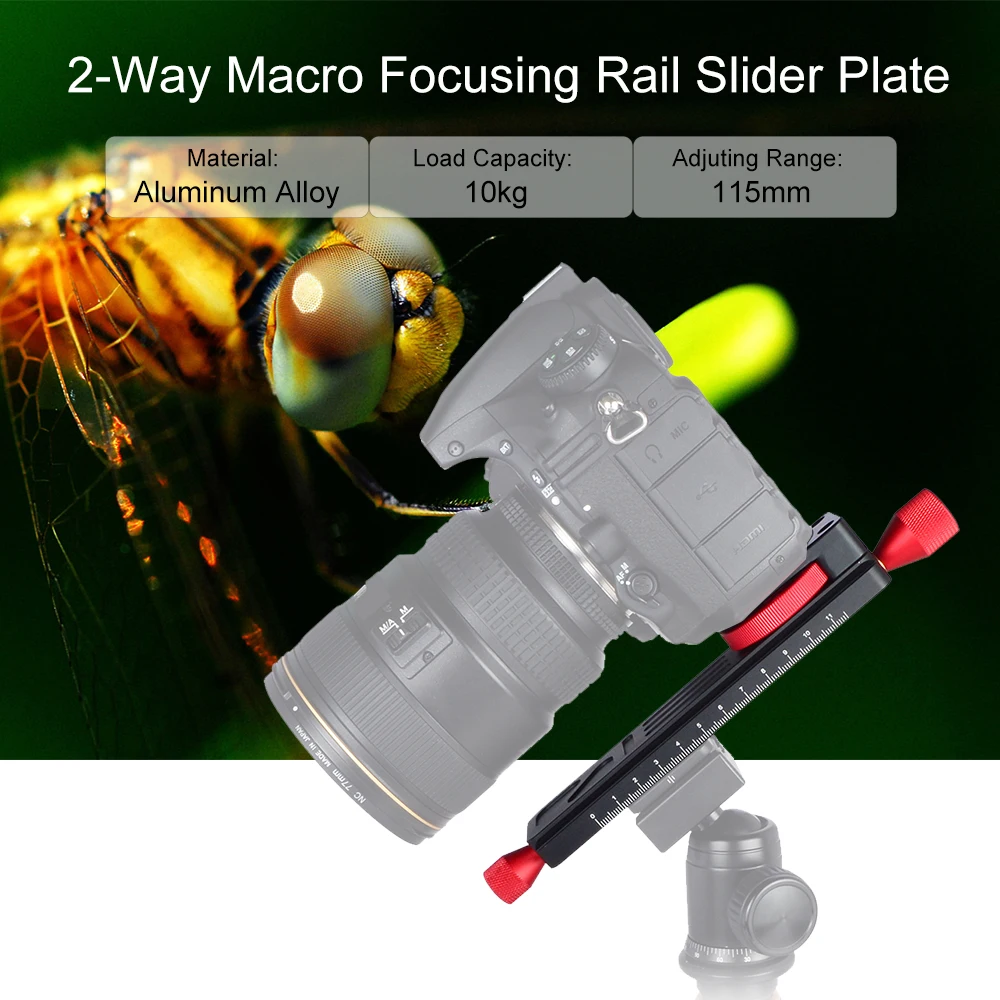 Алюминиевая 2-полосная макро-фокусировочная направляющая для штатива Andoer с