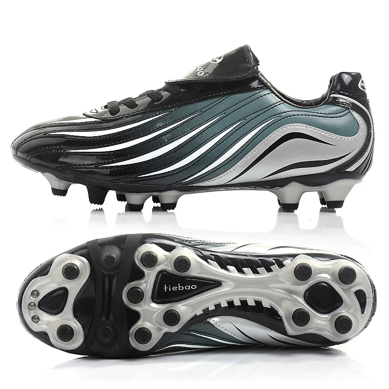 Черный TIEBAO Professional Botas De Futbol футбольные бутсы AG подошва, для футбола обувь Обучение подростков футбольные бутсы EU 39-44 - Цвет: Черный