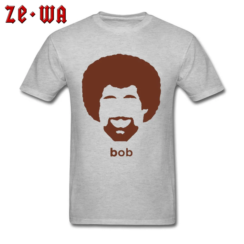 Мужская футболка с надписью Artist Bob Ross повседневная серая оверсайз принтом в