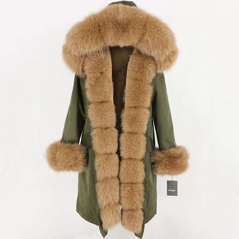 Зимняя куртка женская X-long Parka непромокаемая Верхняя одежда натуральный мех пальто натуральный Лисий Мех капюшон Роскошная Верхняя одежда Съемная бренд