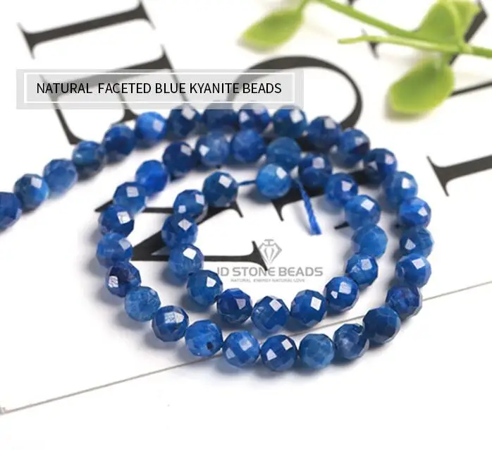 BLUE KYANITE Высококачественные граненые бусины Rondelle, граненый кристалл, натуральный драгоценный камень, подвески, ожерелье, аксессуар для женщин, изготовление ювелирных изделий - Цвет: BLUE KYANITE