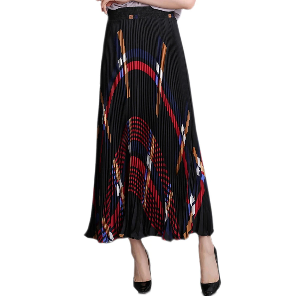 Женская длинная клетчатая юбка с высокой эластичной талией осенне зимняя теплая