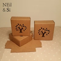 kraft paper hollow tree window box for wedding favor candy handmade soap cookies packaging brown gift boxes free shipping