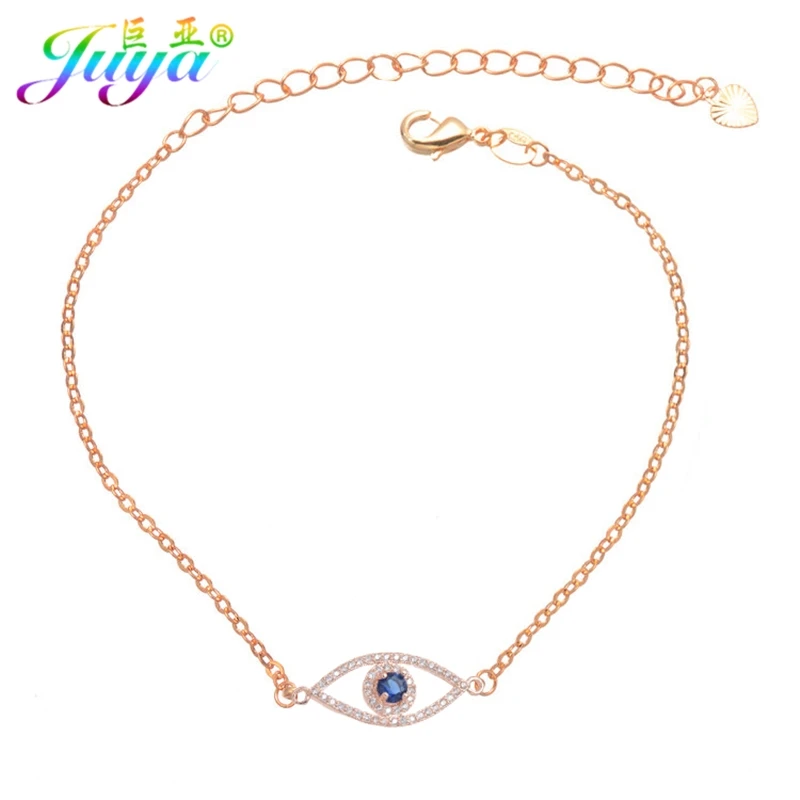 

2017 New Design Micro Pave Zircon Luxury CZ Rose Gold Evil Eye Connector Charm Bracelets For Women Christmas Gift