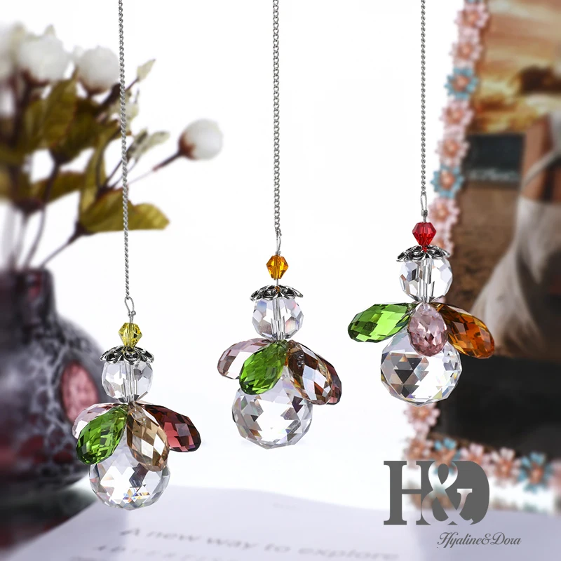 H&ampD Hanging Crystal Angel Suncatcher Chakra Rainbow Maker Guardian Ornament Window Decor Home Wedding Favors Pack of 3 | Дом и сад