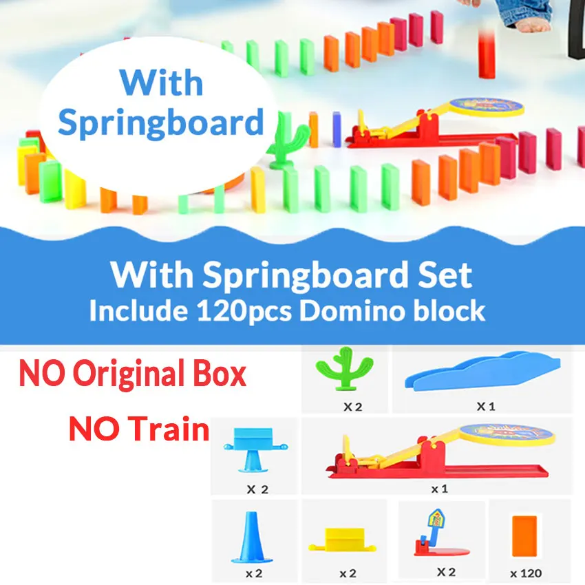 Springboard set N Автоматическая укладка домино кирпич Поезд Автомобиль набор звуковой светильник дети красочные пластиковые блоки домино игра игрушки набор подарок для девочек и мальчиков - Цвет: Springboard set N