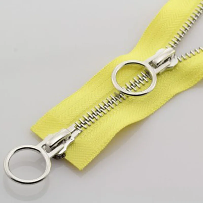4pcs/lot 60/80/90/100/120/150cm 5# white silver copper two open end metal zipper with round sliders diy accessories880 | Дом и сад