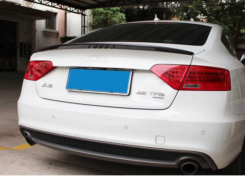 Для Audi A5 S5 спойлер 4 Двери Седан 2009- S5 стиль украшение в виде хвостового крыла Черный углеродного волокна автомобиля задний багажник спойлер