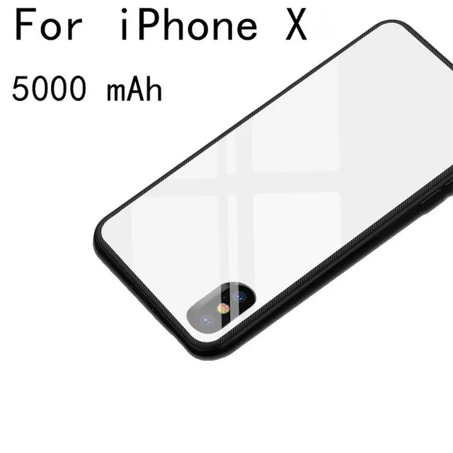 White For X KQJYS внешний аккумулятор задняя крышка Закаленное стекло батарея зарядное устройство чехол s для iPhone X XS power bank зарядный чехол - Цвет: White For X