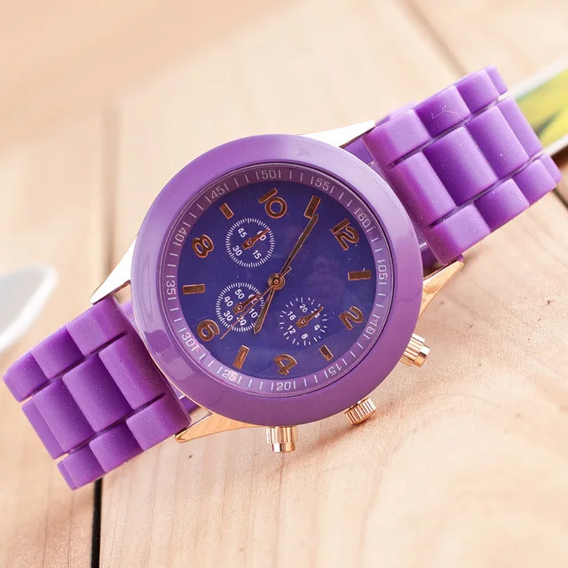 Relogio Feminino новые модные повседневные женские белые силиконовые кварцевые часы Женева женские спортивные цифровые часы подарок на праздник Chasy - Цвет: Purple
