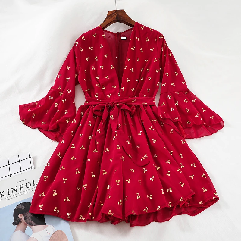 Новинка 2019 женский комбинезон с длинным рукавом пляжный стиль принт женская