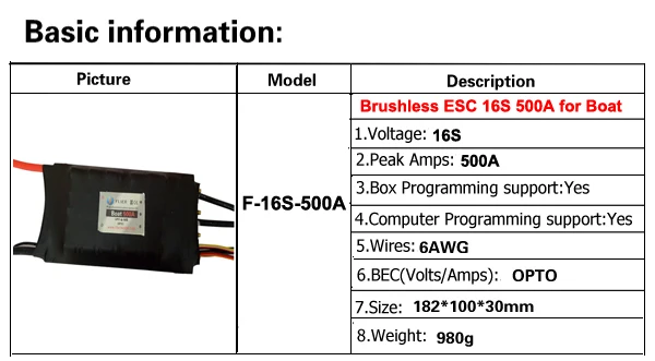 FATJAY FLIER 500A ESC 3-16 S 3-22 S ESC Бесщеточный Водонепроницаемый регулятор скорости с программной коробкой для RC лодки для серфинга Flyboard
